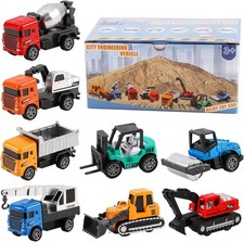 8Pc City Engineering Vehicles Set - Educational Alloy Toy Cars for Kids