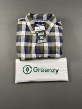Tommy Hilfiger Navy Blue, Military Green White Plaid Long Sleeve Shirt L