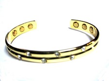 Crystal Women's Copper Magnetic Cuff Bracelet 6 Powerful Magnets Gold SilverTone