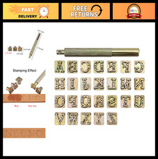 27-Piece Leather Stamping Tool Set - 26 Alphabet Steel Punches Handle for Craf