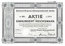 Bohrisch Brauerei AG, Szczecin PL: Szczecin Akcje Koc na ciasto 100 RM 1942