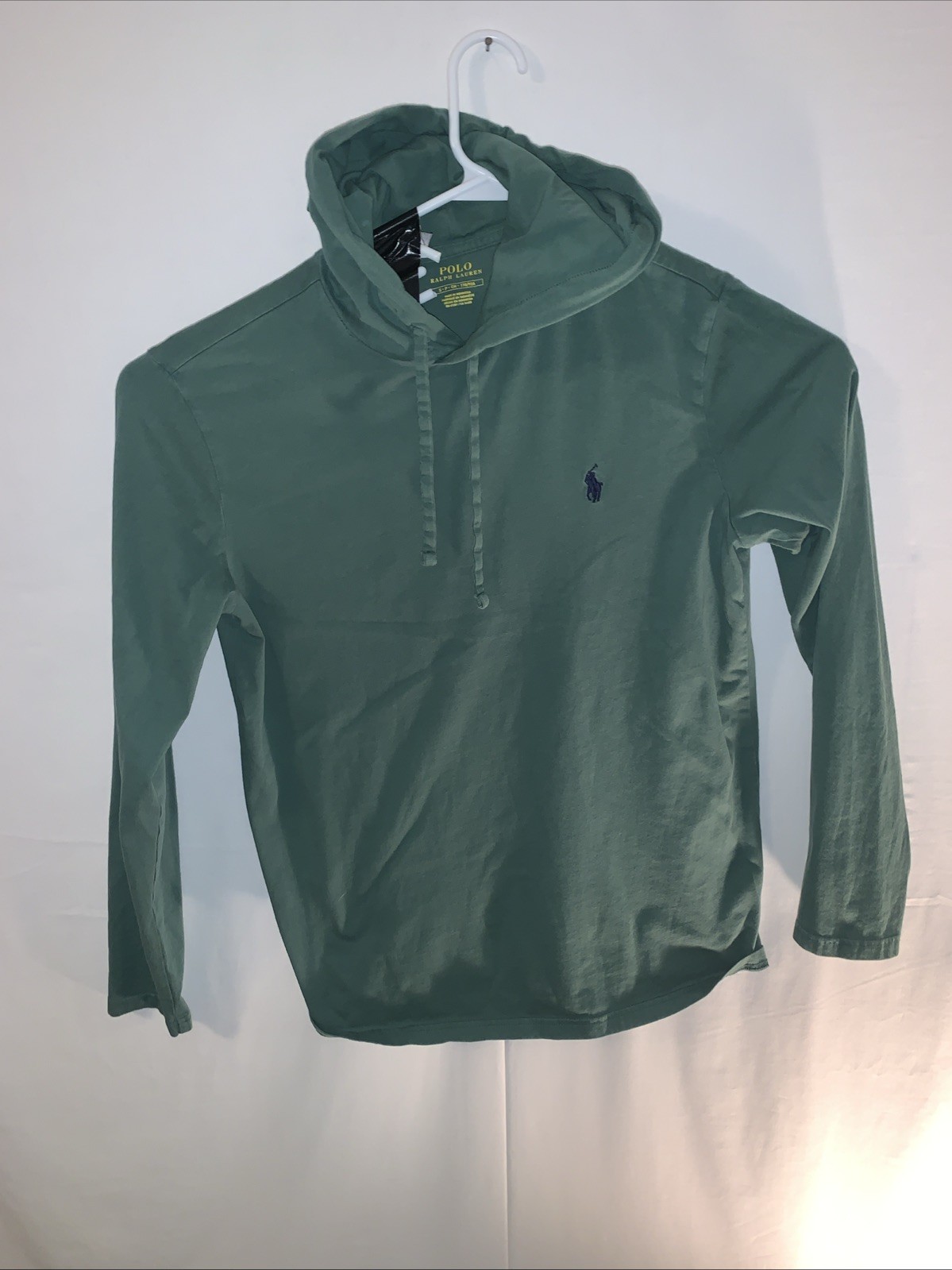 Polo Ralph Lauren felpa con cappuccio uomo piccolo verde pullover manica lunga pony leggera