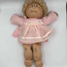 Cabbage Patch Kids, girl in pink outfit with blonde hair, 17"h, #25599, vtg 1982