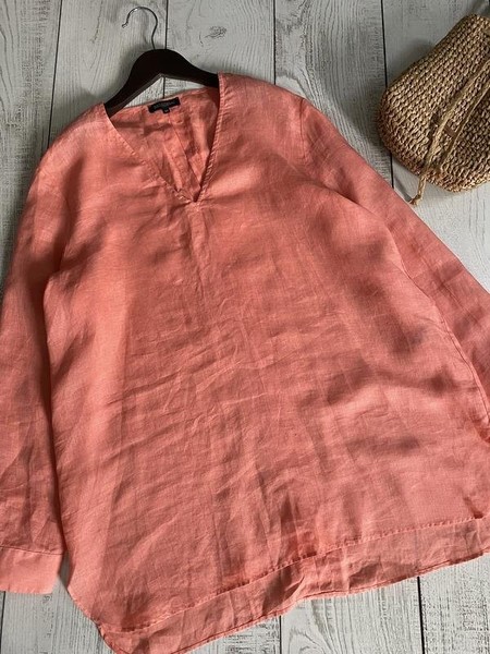 Women Antonelli Shirt Peach Linen 44 / XXL / 52