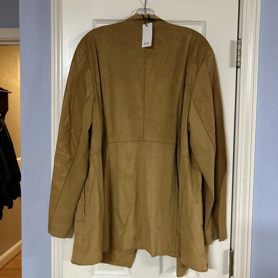Vintage Di Vita Women Size 2X Faux Suede Wrap Drape Jakett Jacket Butterscotch - Image 4 of 4