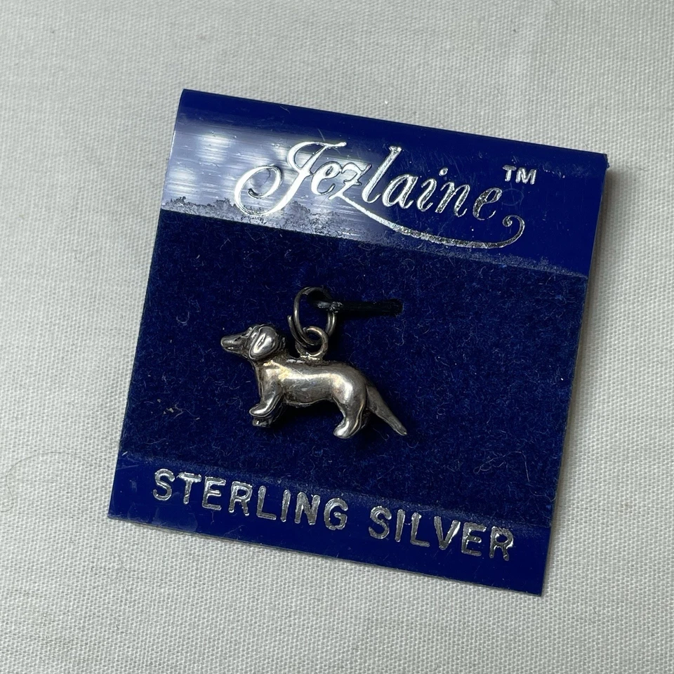 Винтажная подвеска в виде таксы из стерлингового серебра 925 пробы Jezlaine 1/2 дюйма - Изображение 3 из 4