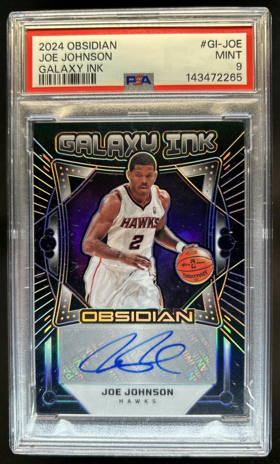 2024-25 Panini Obsidian Joe Johnson Galaxy Ink Auto Autograph #/149 Hawks PSA 9