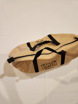 1970's Vintage Gym Bag Cream Canvas Cotton Adult  Hand Held Olympic Health Spa