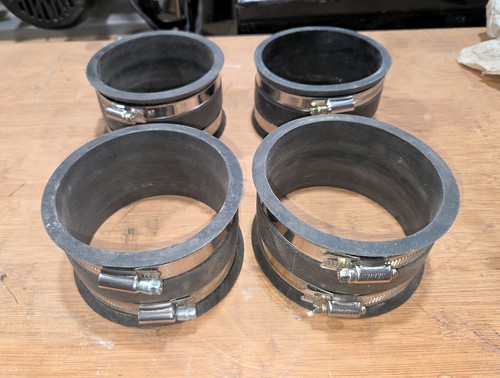 4 Inch Rubber Dust Collection Union Coupler, fittings 4 ea. Used
