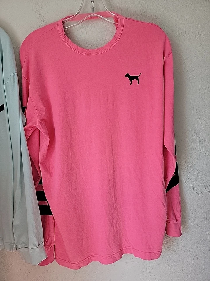 Lote De 3 Camisas Atléticas ROSA Victoria's Secret S/XS Manga Larga Camiseta Sin Mangas Foto 2 de 4
