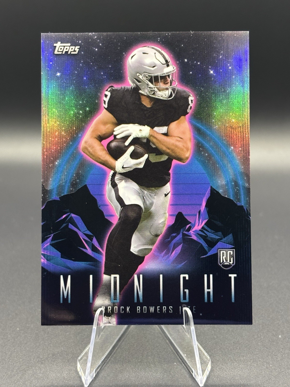 Brock Bowers Pink Midnight Rookie Card #49 Topps Midnight 2024 NFL Raiders (RC)