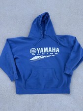 Distressed Yamaha Racing Graphic Print Hoodie Men  s XL Blue GYTR YAMALUBE