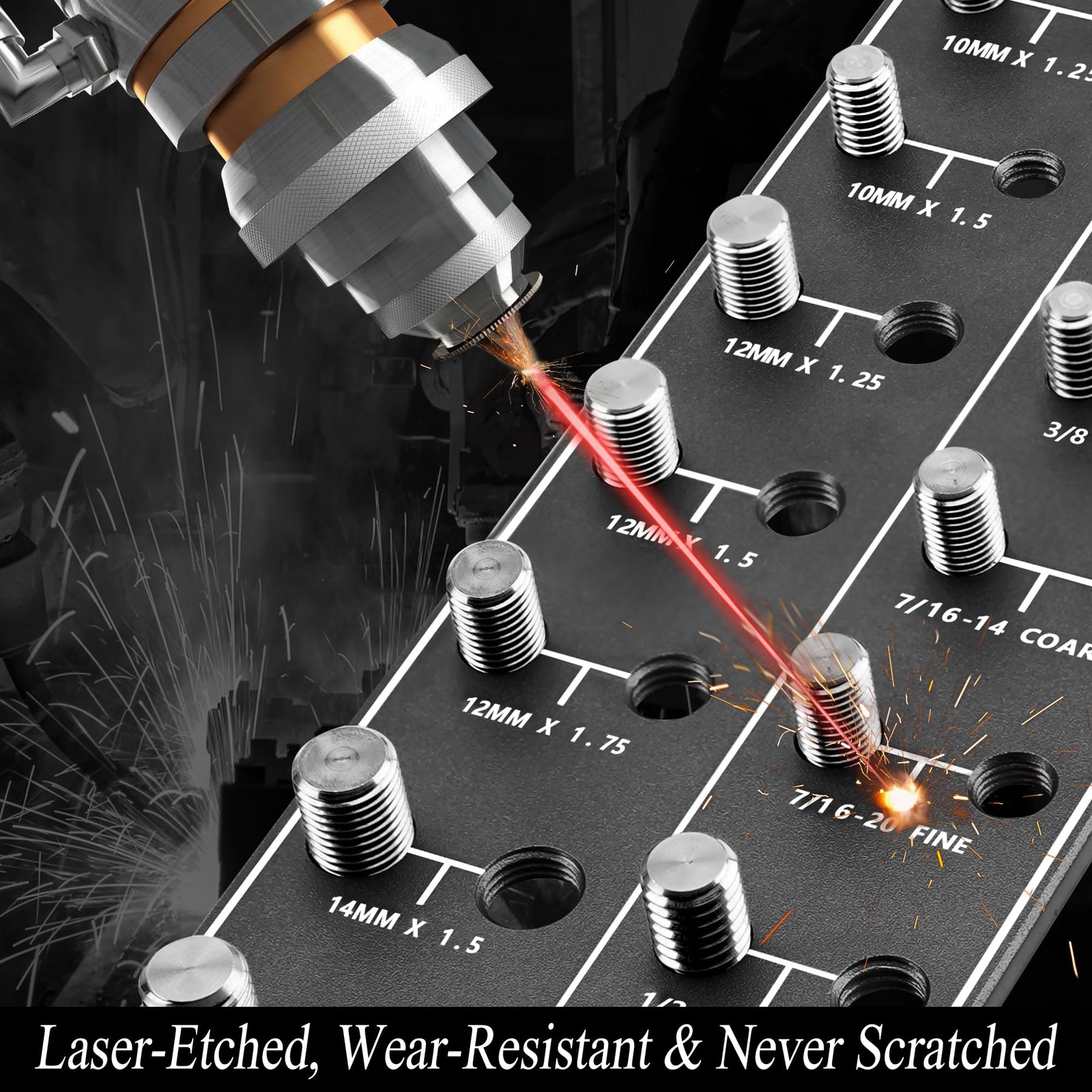 Thread Checker, 28 Nut and Bolt Thread Checker, 14 Metric & 14 Standard Sizes...