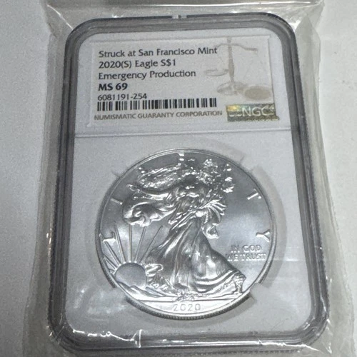 2020 (S) Silver Eagle NGC MS69, Emergency Production, San Francisco Mint