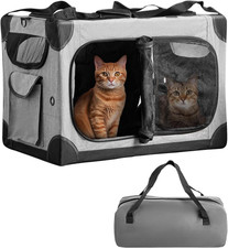Extra Large Cat Carrier for 2 Cats, XL with Removable Divider, Foldable Soft-Sid