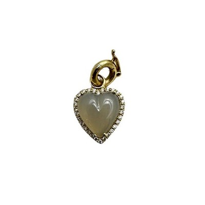 Storrow Alana Herz Anhänger grauer Mondstein Diamant 14K Gold 1795 $ + 250 $ Verschluss 