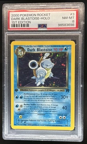 2000 Pokemon Team Rocket First Edition Dark Blastoise Holo Rare #3/82 PSA 8