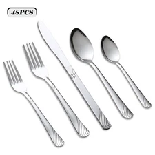 Kitchentrend 48-Piece Flatware Set for 8, Stainless Steel Extra Teaspoons