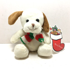 Best Made Toys CNNANCUTNAN - plush dog - tan/off white with Christmas scarf