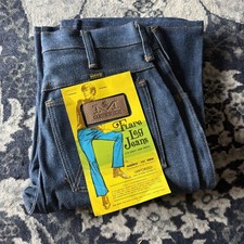 Vintage 70s Sanforized Maverick Flared Leg Dark Wash Denim Deadstock Jeans 29x31