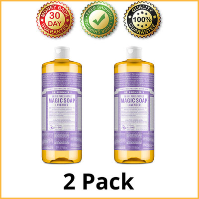 (2 Pack) Dr. Bronner's Pure-Castile Liquid Magic Soap Lavender, 32.0 fl oz