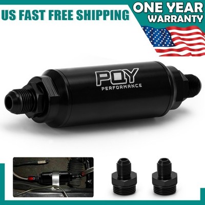 An6 An8 Stainless Steel Black Inline Fuel Filter 100 Micron 6an 8an E85 Billet