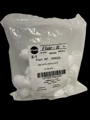 THC Flair-It   1/2''Px1/2''Px1/2''P   Tee Fitting   Part # 06820  Bag of 10