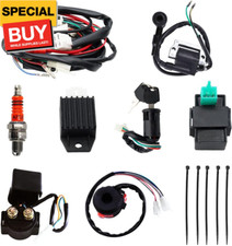 Full Electrics Wiring Harness Coil CDI Spark Plug Kits for 50cc 70cc 90cc 110cc