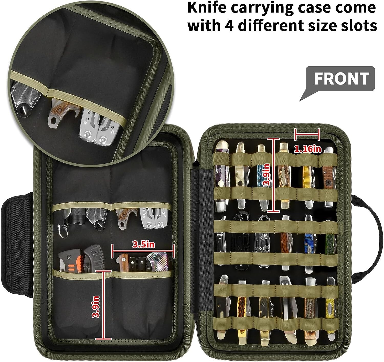 Knife Display Case Pocket Knife Storage Holder Carrying Box f/ Mini Knives Campi