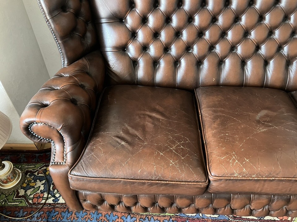Vintage Style Chesterfield Three Seater Sofa bed Available Leather Brown eBay