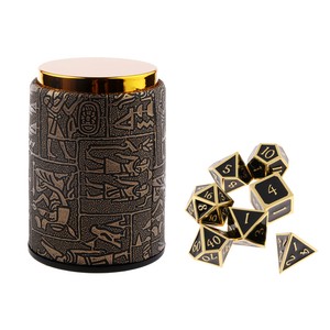 7pcs Polyhedral D4 D Metal Dice Set With Egyptian Dice Cup Shaker D D Trpg Ebay