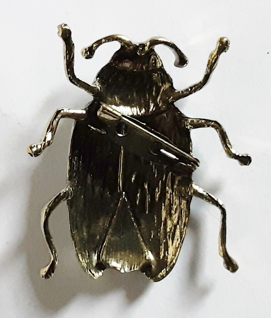 Broche Vintage Gros Insecte - Métal Doré Et Laqué - Années 80/90