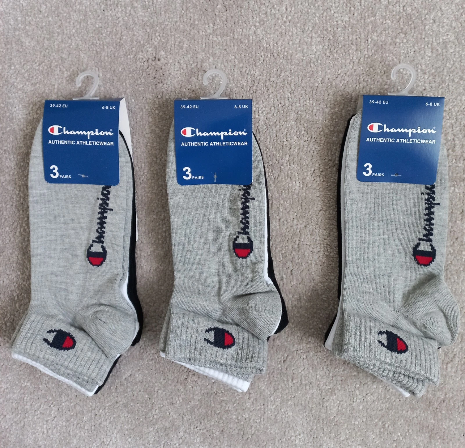 9 PAIRS Champion Adult Ankle Socks New Regular Cotton Trainer Sport Size 6-8