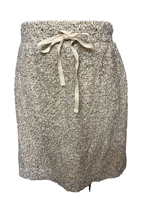 Lou & Grey Off white and Black Lace Overlay Elastic Waist Skirt Size L, NWT