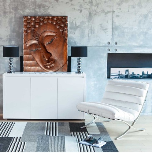 XXL-LEINWAND-BILD HOLZ-BUDDHA 100x80x5 FENG-SUHI LOUNGE NEU WANDBILD - Bild 2 von 7