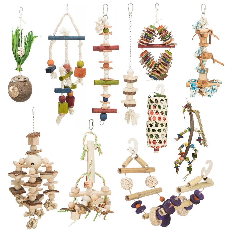 TRIXIE Holz Spielzeug für Vögel Tau Vögelspielzeug Naturspielzeug