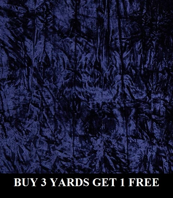 Navy Blue Crushed Velvet 4 Way Stretch Dress fabric material
