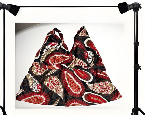 FADED GLORY Swimsuit Geometric Print Halter Top Sz 2X 18/20 - Picture 3 of 8