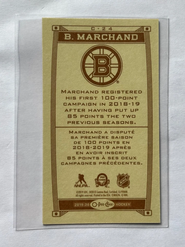 2019-20 O-Pee-Chee Caramel Minis Caramel Border Brad Marchand #C-24 - Image 2 of 2