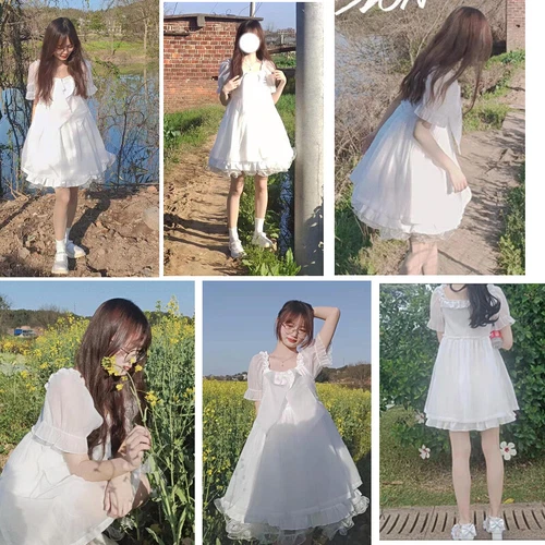 Mujeres Lindo Estilo Lolita Ropa Precioso Estilo Japonés Dulce Vestido Kawaii Vintage - Imagen 6 de 13