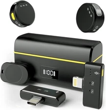 Wireless Microphone for iPhone/Android with Lightning/USB C/ Noise Cancellation