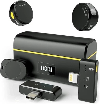 LAVALIER Wireless Microphone for iPhone/Android with Lightning/USB C/ Noise Cancellation