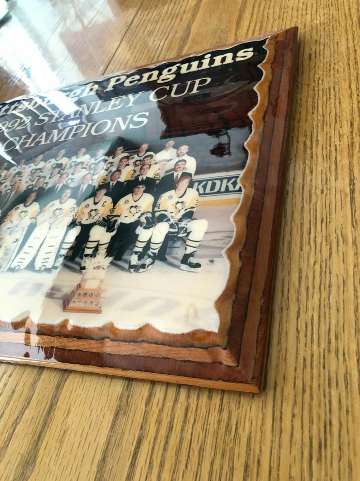Foto placa de madera 15x12 Pittsburgh Penguins 1992 Stanley Cup Champions Foto 2 de 4