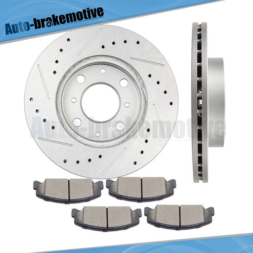 FRONT DRILLED ROTORS + CERAMIC BRAKE PADS FITS FOR HONDA CIVIC DEL SOL CRX CIVIC - Foto 6 di 12