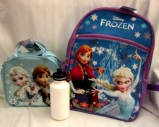 Frozen Anna and Elsa 16" Blue Backpack & Insulated 9.5" Elsa&Anna Lunch Bag-New!