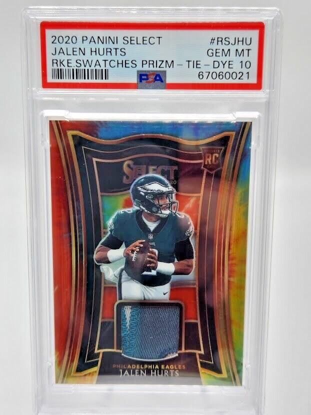 Jalen Hurts Panini Select Rookie Swatches Prizm #RSJHU Tie-Dye