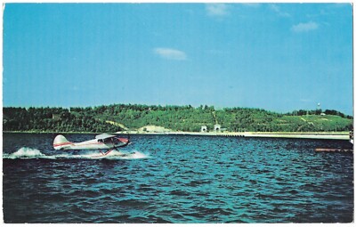 Loc Wood Boat Dock Sea Plane Airplane Landing MO Vintage postcard Bagnell Dam