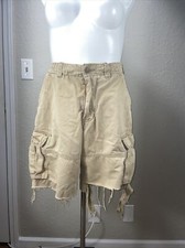 ABERCROMBIE  FITCH VINTAGE MENS LOOSE DESTROYED CHINO CARGO SHORTS ARMY
