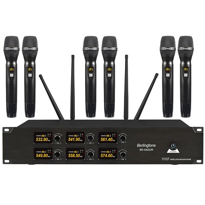 Berlingtone 6-Channel UHF Wireless Microphone System 6 Fixed Frequency Channel