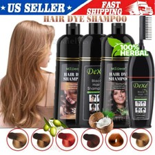 100 Natural Herbal Black Hair Color Dye Shampoo Permanent For Unisex 500/400ml